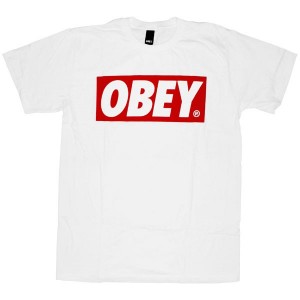 Obey Bar Logo White t shirt Obey Obey Bar Logo White sur