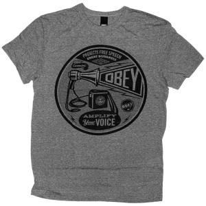 OBEY Tri-Blend T-shirt - Amplify Your Voice - Heather Grey