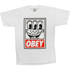 T-shirt Obey - Tees Limited Series - Keith Haring : Haring Eyes - White